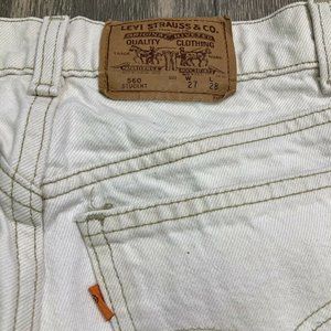 Vintage Levis Student Fit 550 White 27 X 28 Orange Tab USA Levi’s 80s 90s